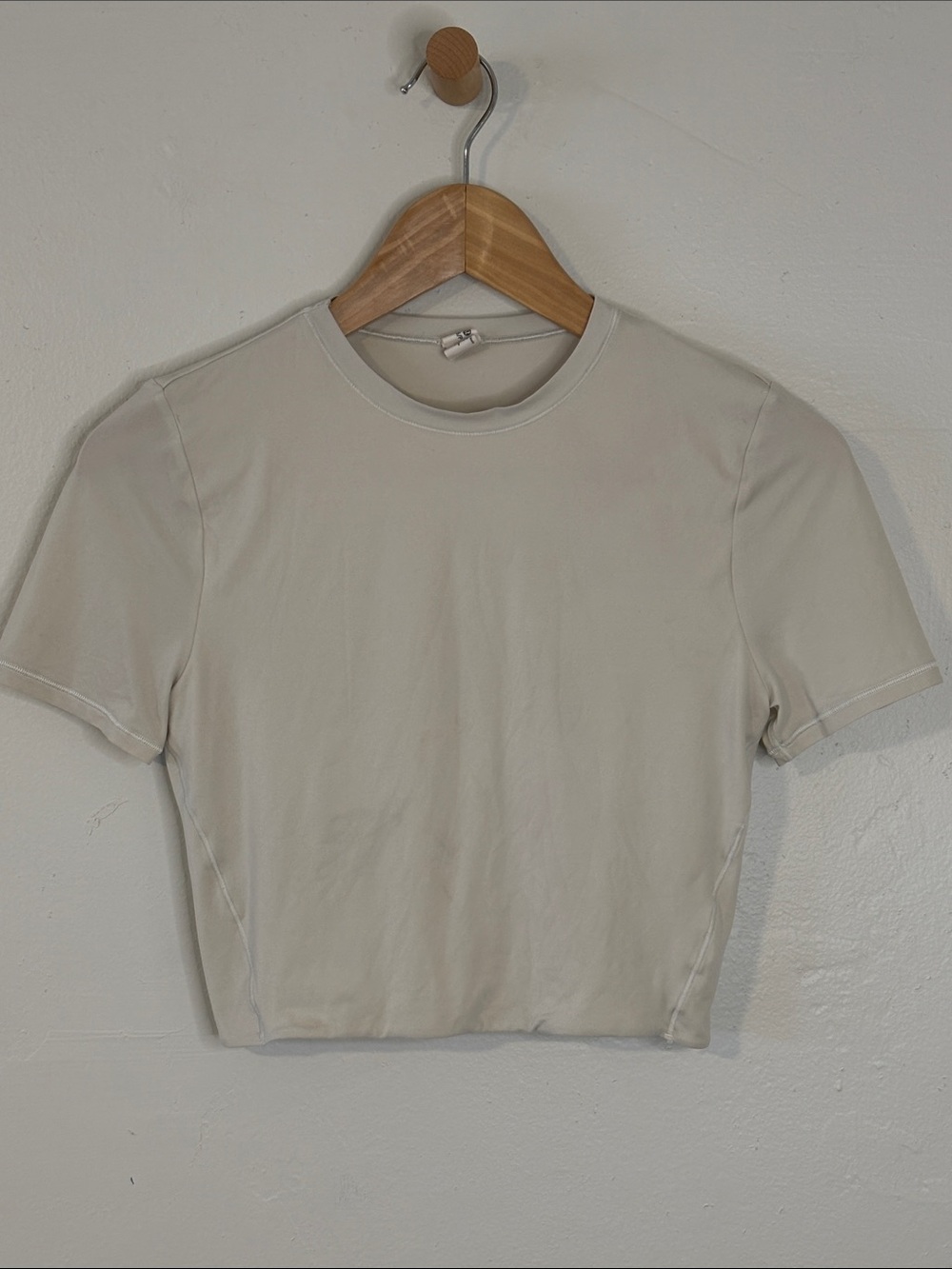 lululemon athletica Wundermost Ultra-Soft Nulu Crewneck Cropped Shirt in Ivory S